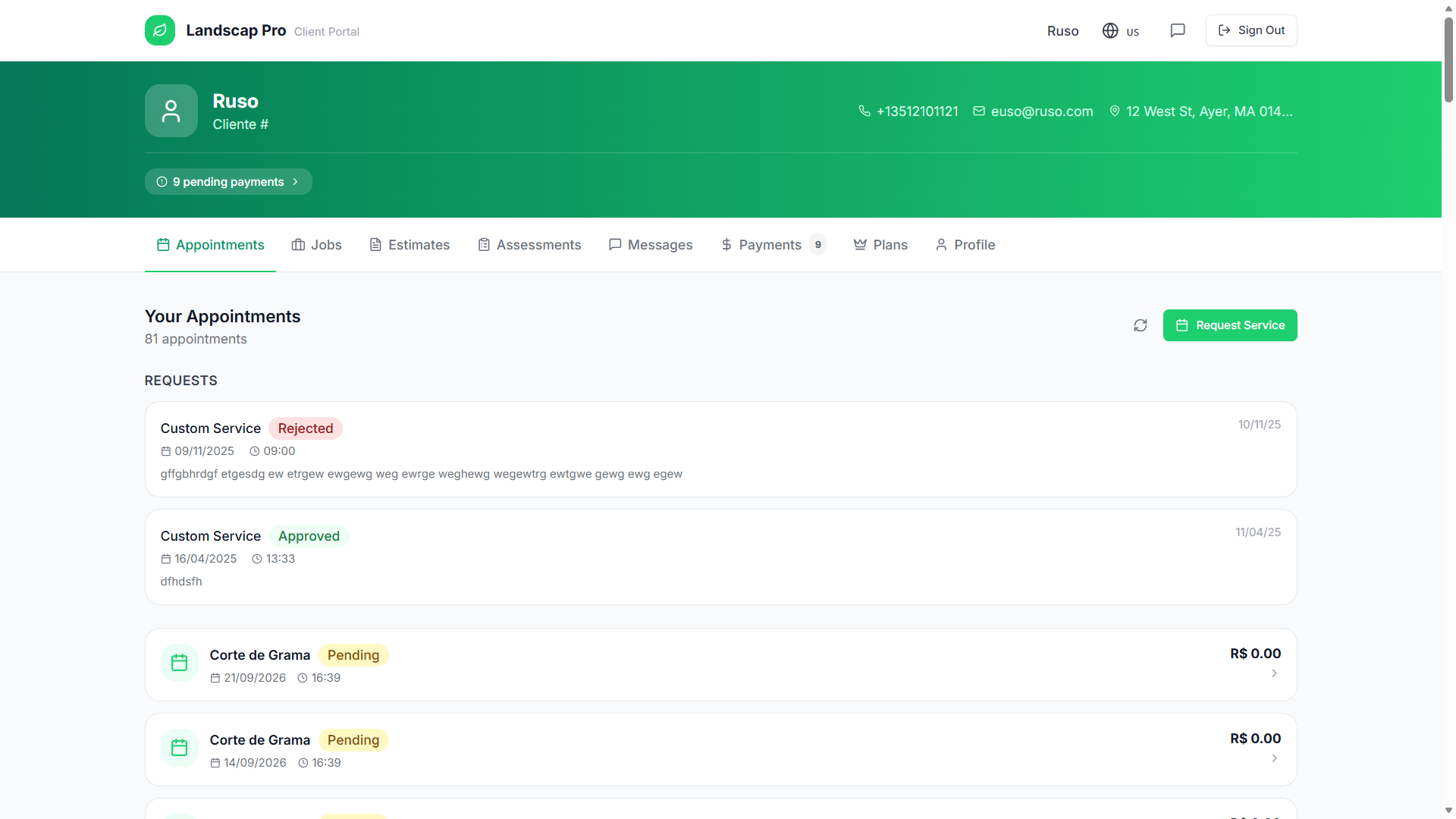 Portal do cliente no GreenBoss